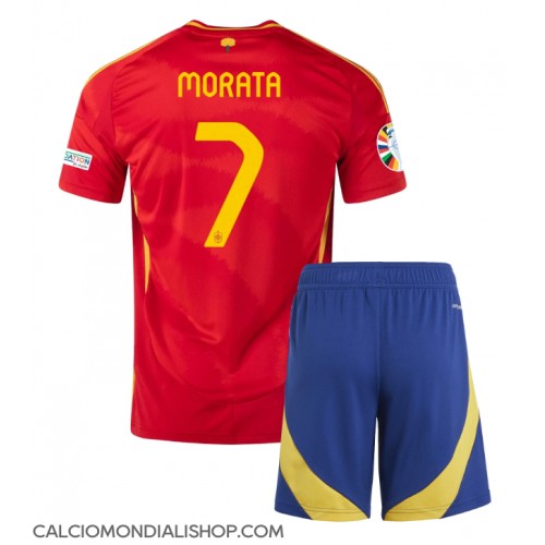 Maglie da calcio Spagna Alvaro Morata #7 Prima Maglia Bambino Europei 2024 Manica Corta (+ Pantaloni corti)